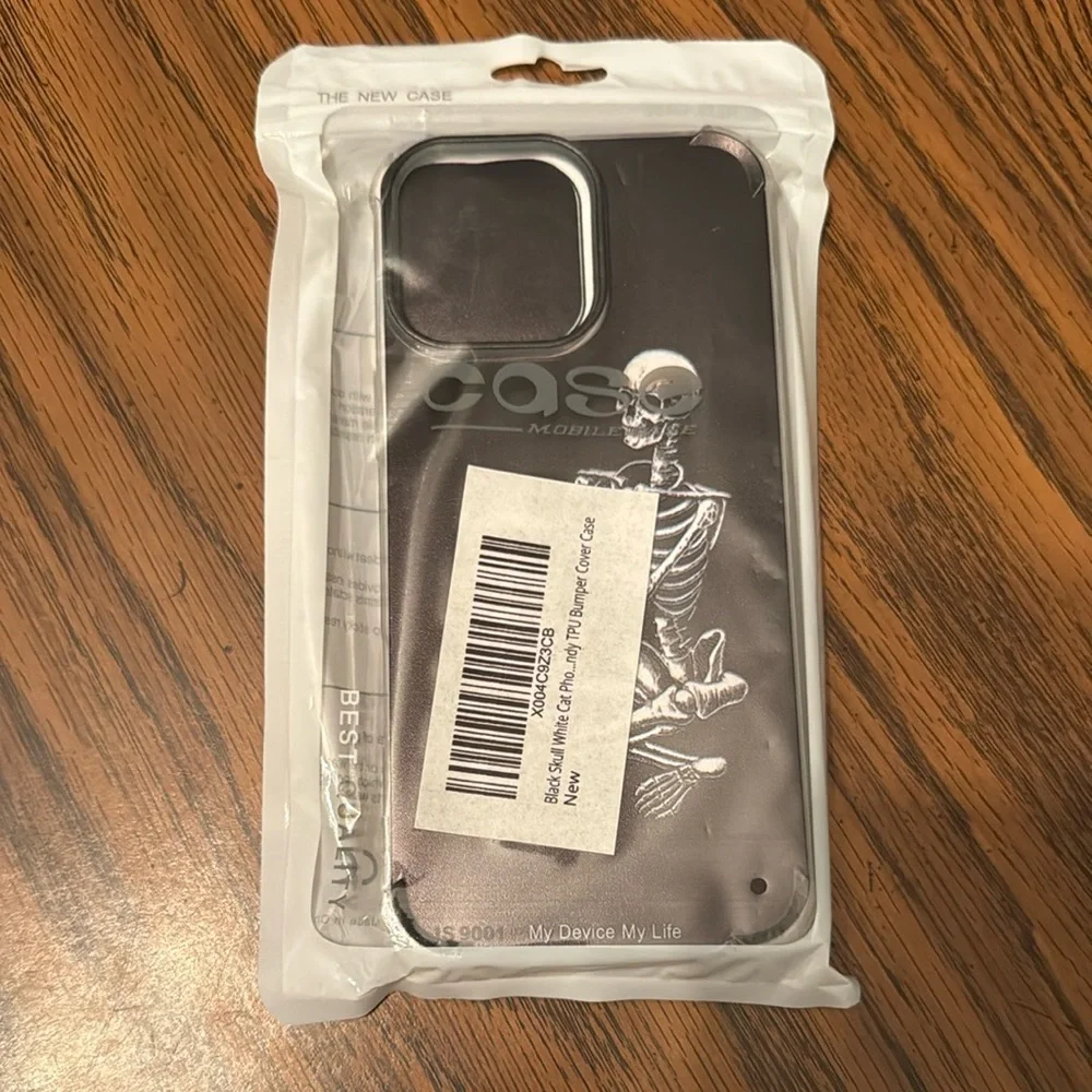 Black Skeleton & Cat Phone Case for Dogs Lovers